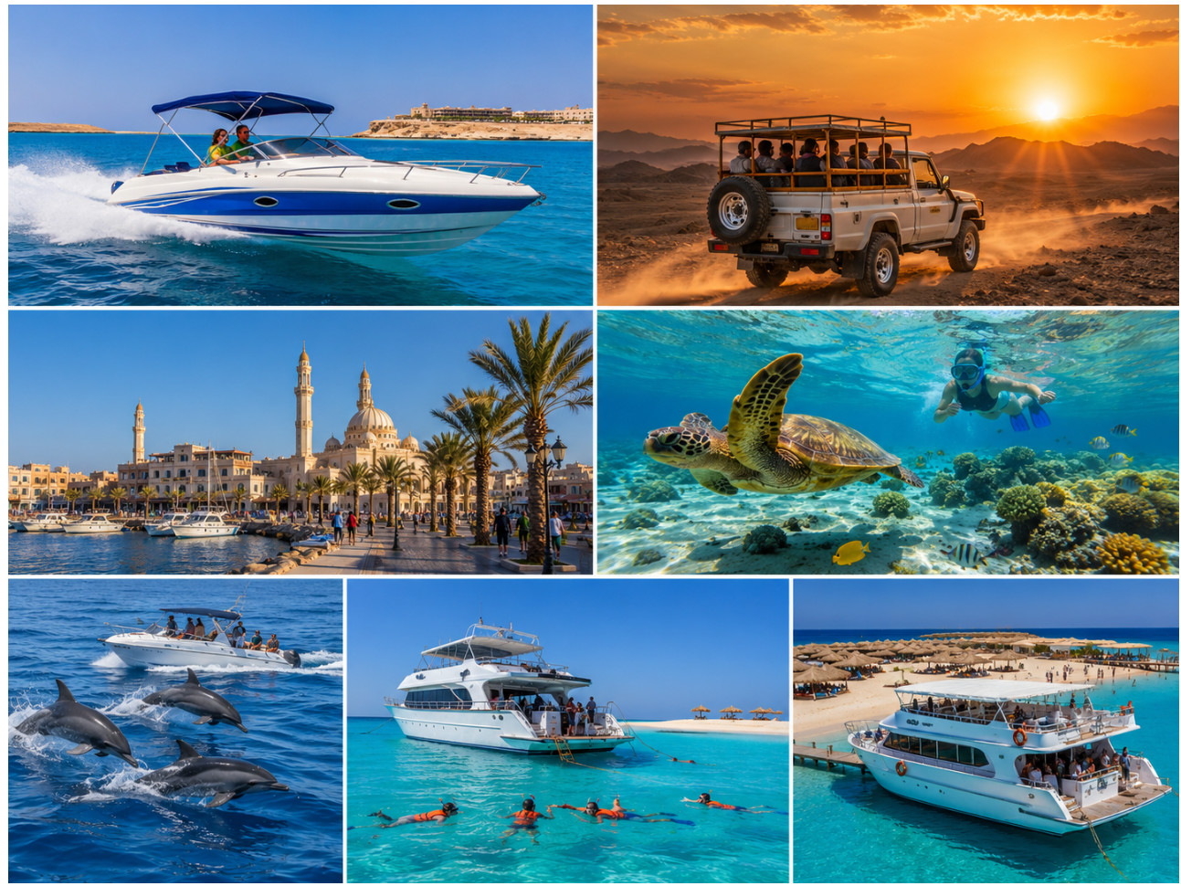 Book Full Day Big Boat Hurghada with hotel pickup, snorkeling stop, island visit to Orange Bay or Hula Hula, lunch on board and drinks.