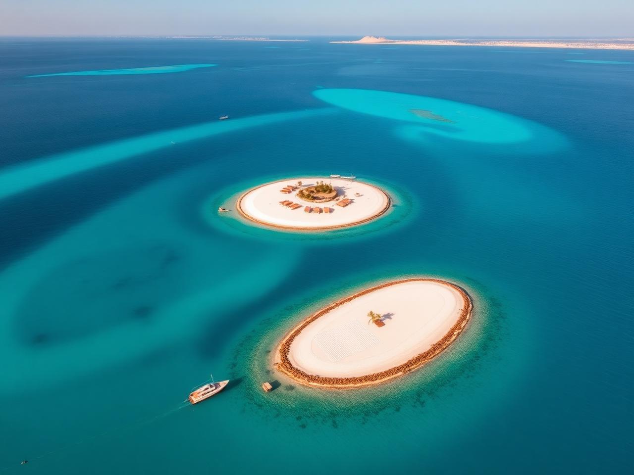 Twin secret sandbars in the deepest turquoise lagoon.