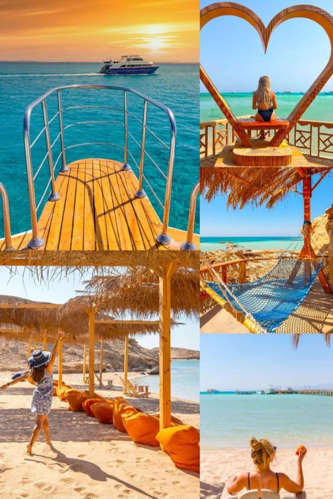 Enjoy a private Orange Bay boat trip from Hurghada with beach time, snorkeling, turquoise water, soft drinks, and a relaxed Red Sea experience.